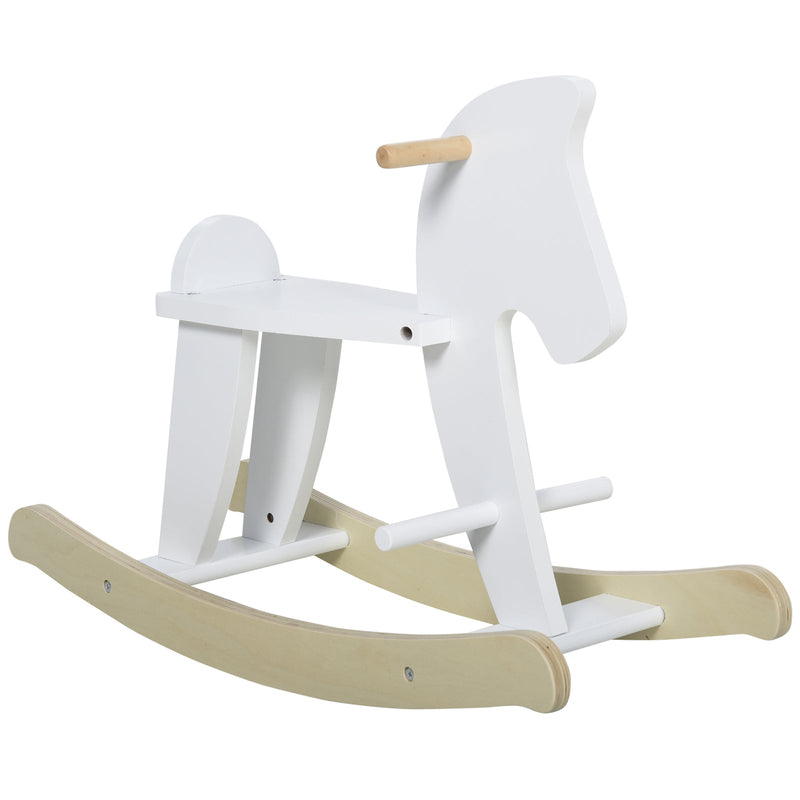Wooden Rocking Horse Ride-On Toy with Safety Class for Toddlers 1-3 Years