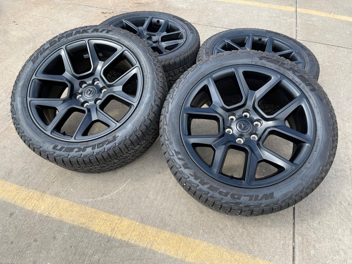 22" Dodge Ram 1500 OEM LIMITED Laramie wheels rims black 2725 2684 FALKEN AT NEW Texas Truck Tire