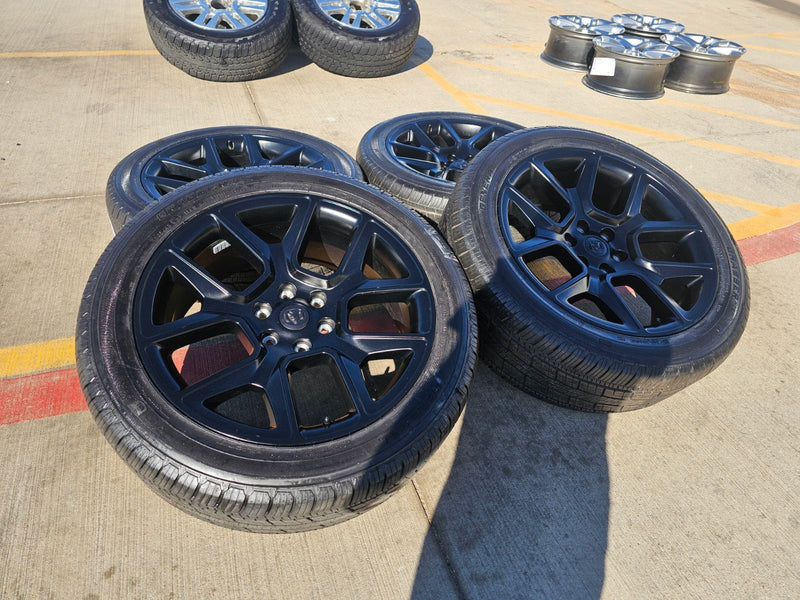 22" Dodge Ram 1500 OEM LIMITED Laramie wheels rims black 2725 2684 GENERAL Texas Truck Tire