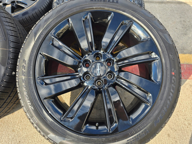 22" Lincoln Navigator OEM rims wheels Black Label 95384 10496 tires PIRELLI NEW Texas Truck Tire