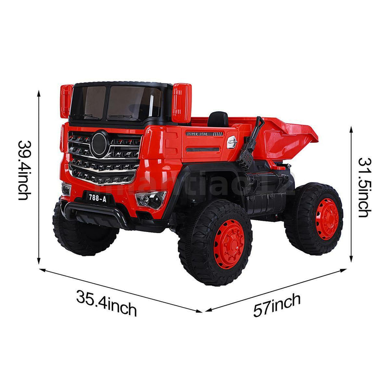 12V Electric Construction Toy - Dump Truck with Moving Bed and Shovel