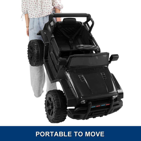 Electric 12V Black Kids Ride-On Truck with 2.4G Remote Control and 3 Speed Modes