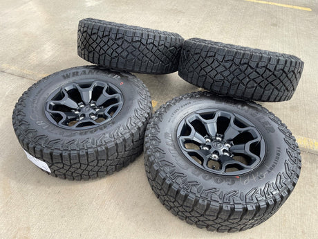 18" Dodge Ram 1500 TRX RHO Black OEM 66002 wheels rims TERRITORY A/T 35" NEW Texas Truck Tire