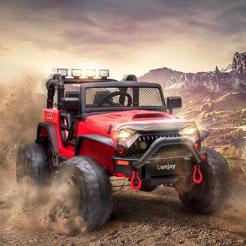 Uenjoy 12V Spacious Children's Electric Ride on Car 2 Seater Sport Utility Vehicle Truck Battery Powered with Remote Control