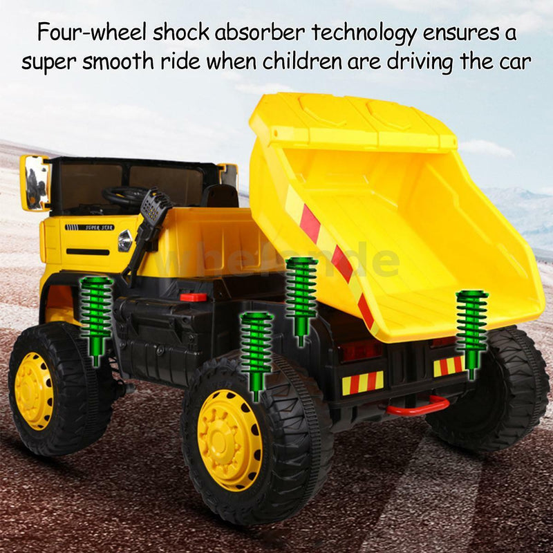 12V Battery-Operated Children's Dump Truck 2 Seater RC Electric Scoop