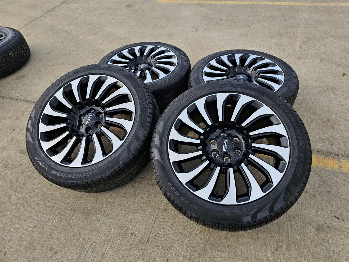 22" Lincoln Navigator OEM rims wheels 10499 95383 Black Label 2023 2024 2025 Texas Truck Tire