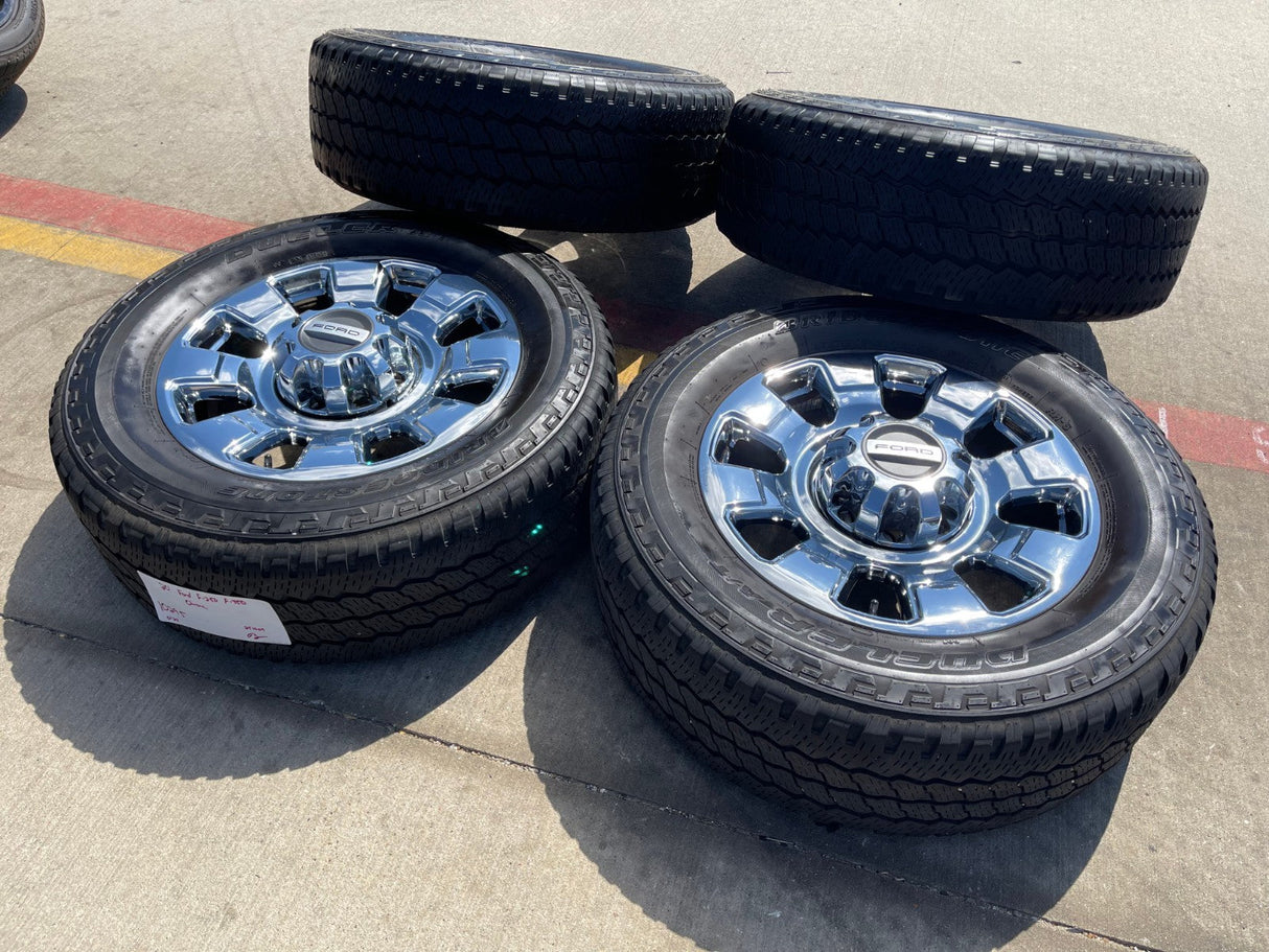20" Ford F-250 F-350 OEM 10295 25085 10552 chrome Lariat wheels rims tires Texas Truck Tire