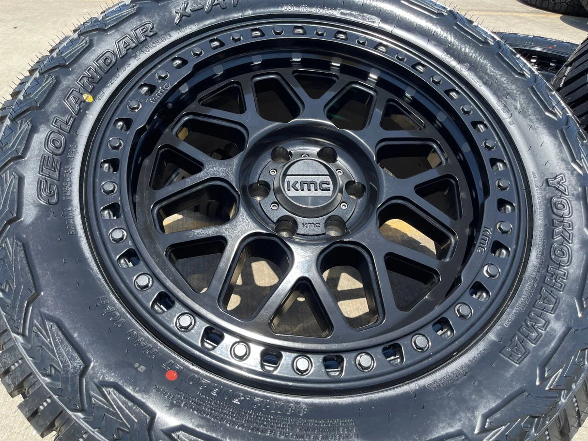 20x9 20" KMC KM549 Ford Expedition F-150 6x135 wheels rims tires 33" NEW Texas Truck Tire