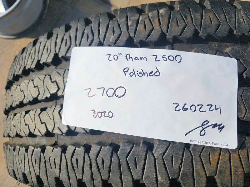 (1) 20" Dodge Ram 2500 3500 LARAMIE OEM 2700 POLISHED wheel rim spare Texas Truck Tire