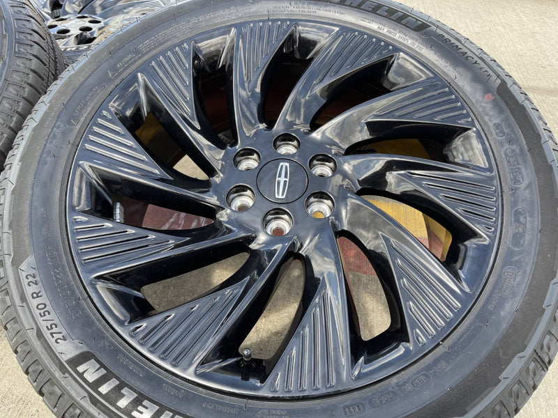 22" Lincoln Navigator OEM 10665 rims wheels BLACK LABEL 2025 2026 MICHELIN Texas Truck Tire
