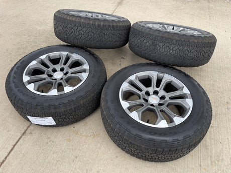 20" Chevy Tahoe Silverado OEM 14090 95417 wheels rims tires GOODYEAR A/T Texas Truck Tire
