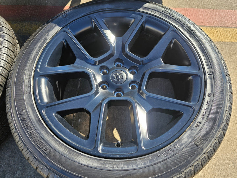 22" Dodge Ram 1500 OEM LIMITED Laramie wheels rims black 2725 2684 GENERAL Texas Truck Tire