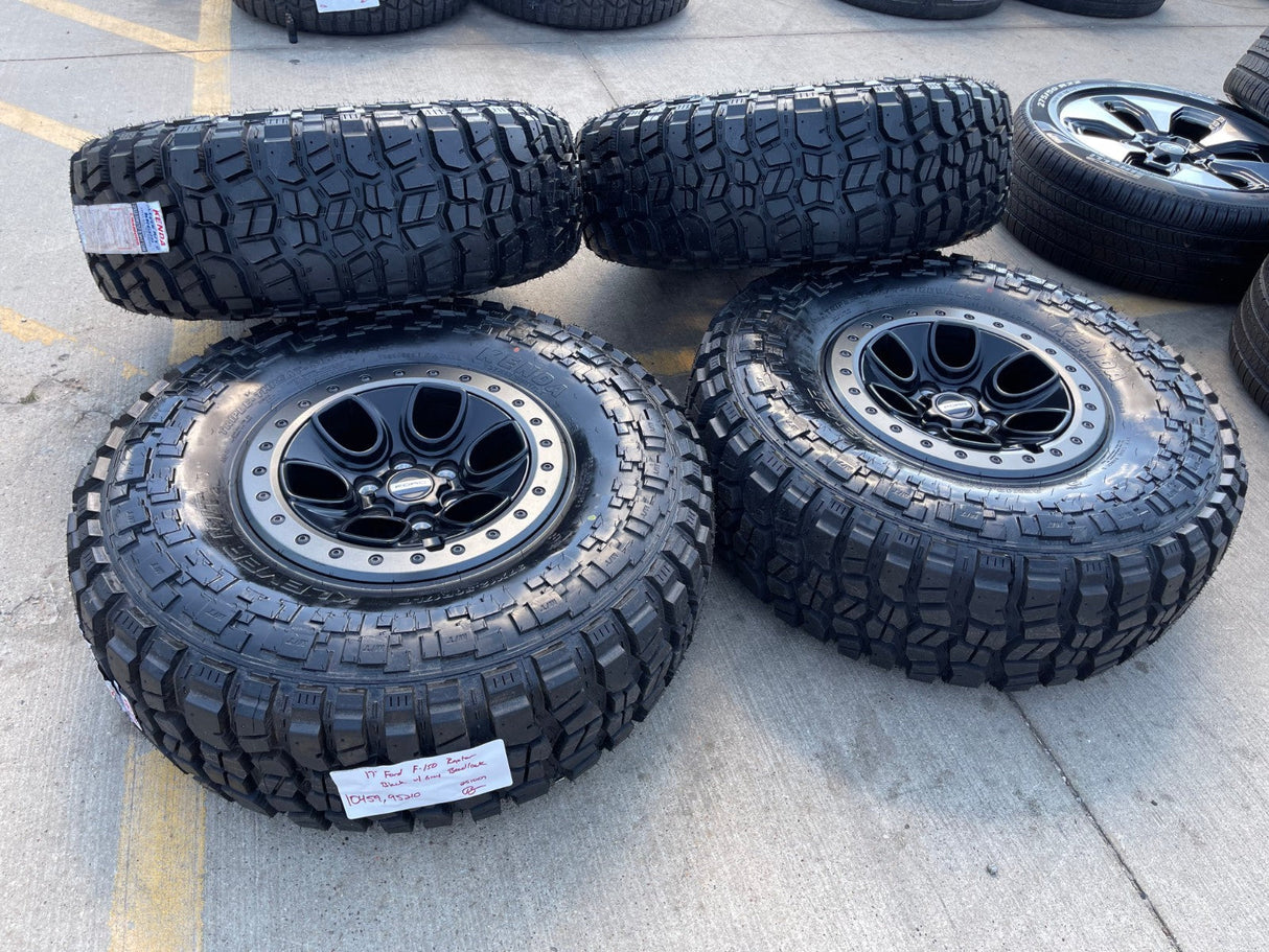 17" Ford F-150 Raptor OEM BEADLOCK rims wheels 10459 95210 M/T2 37" tires NEW Texas Truck Tire