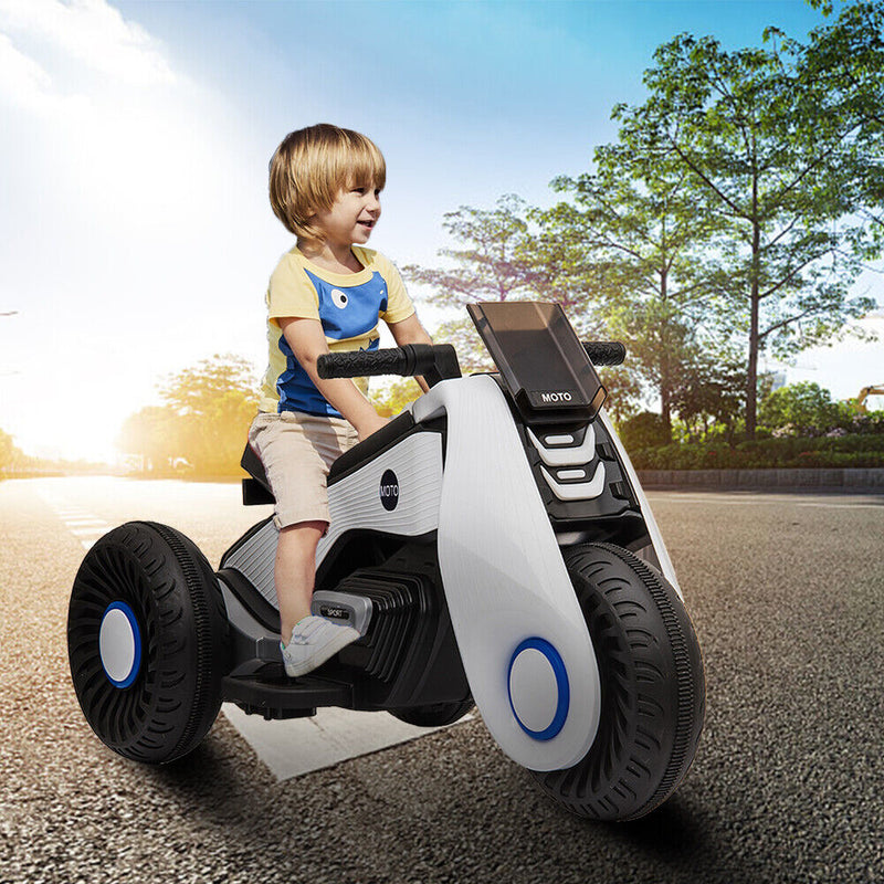 3-Wheel Double Drive Electric Motorcycle for Kids in White