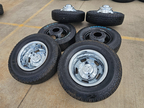 17" Dodge Ram 3500 Dually 8x200 wheels rims 2703 2704 OEM 2025 2026 NEW A/T Texas Truck Tire