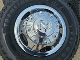 17" Dodge Ram 3500 Dually 8x200 wheels rims 2703 2704 OEM tires FIRESTONE A/T Texas Truck Tire