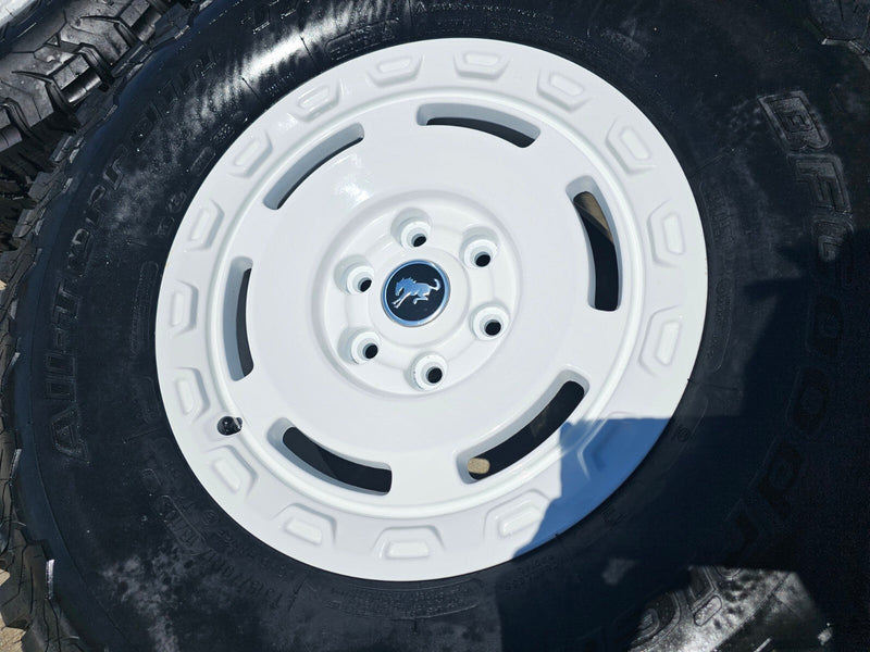 17" Ford Bronco HERITAGE SASQUATCH OEM 10463 wheels rims white 35" BFG NEW Texas Truck Tire