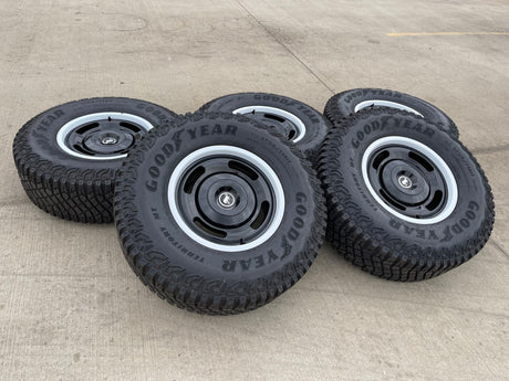 17" Ford Bronco HERITAGE Edition wheels rims white GOODYEAR 35" DISCOUNTED Texas Truck Tire