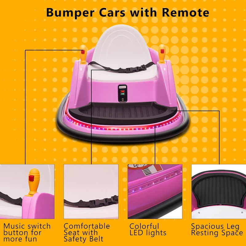 6V Electric Ride-On Bumper Car with Remote Control for Kids and Toddlers