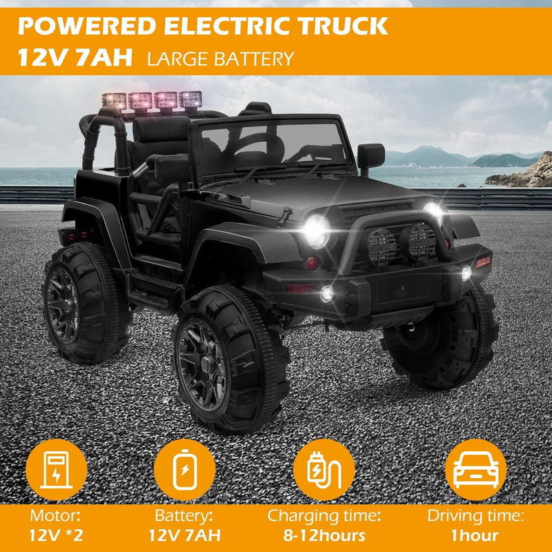 12V Electric Ride-On Jeep Truck for Kids with Remote Control and 3 Speed Settings