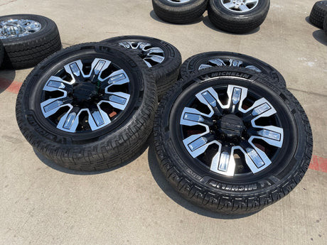 20" GMC Sierra 2500 3500 OEM wheels rims 5958 14138 tires MICHELIN DEFENDER Texas Truck Tire