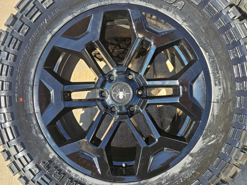 20" 20x9 Black Widow Chevy Silverado OEM GMC Sierra wheels rims 35" KENDA NEW Texas Truck Tire