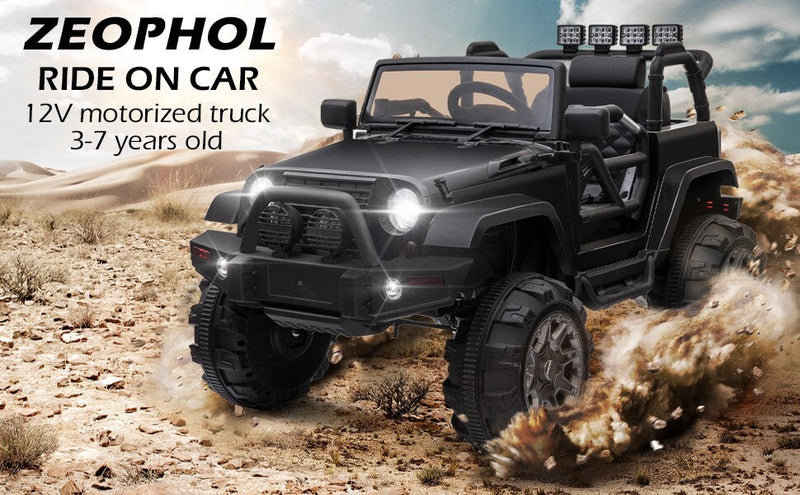 12V Electric Ride-On Jeep Truck for Kids with Remote Control and 3 Speed Settings