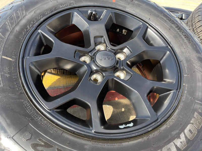 (4) 17" Jeep Wrangler Rubicon OEM 9218 wheels rims black Gladiator NEXEN NEW Texas Truck Tire