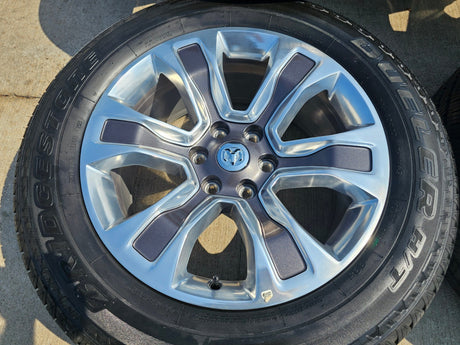 20" Dodge Ram 1500 OEM Laramie Long Horn wheels rims 2678 2682 TAN 2024 2025 NEW Texas Truck Tire