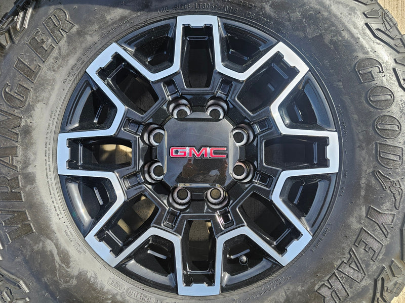 18" GMC Sierra AT4X Chevy Trail Boss 2500 OEM 14136 wheels rims GOODYEAR 35" Texas Truck Tire