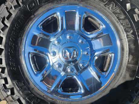 18" Dodge Ram 2500 3500 STEEL chrome OEM 2473 wheels rims TOYO M/T 35" Texas Truck Tire