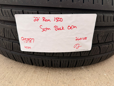 22" Dodge Ram 1500 OEM 95987 LIMITED Laramie wheels rims black 2025 2026 PIRELLI Texas Truck Tire