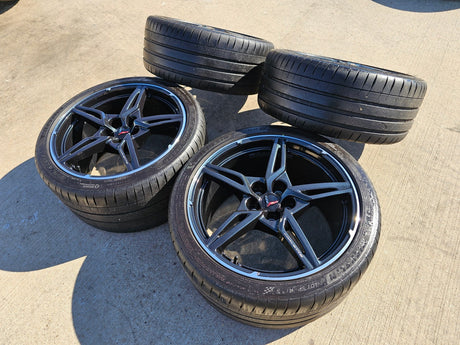 19" + 20" Chevy Corvette C8 OEM 14007 14008 wheels rims MICHELIN Texas Truck Tire