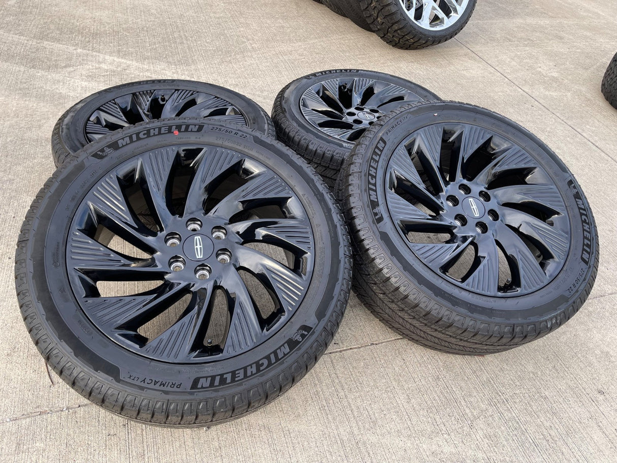 22" Lincoln Navigator OEM 10665 rims wheels BLACK LABEL 2025 2026 MICHELIN NEW Texas Truck Tire
