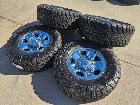 18" Dodge Ram 2500 3500 STEEL chrome OEM 2473 wheels rims TOYO M/T 35" Texas Truck Tire