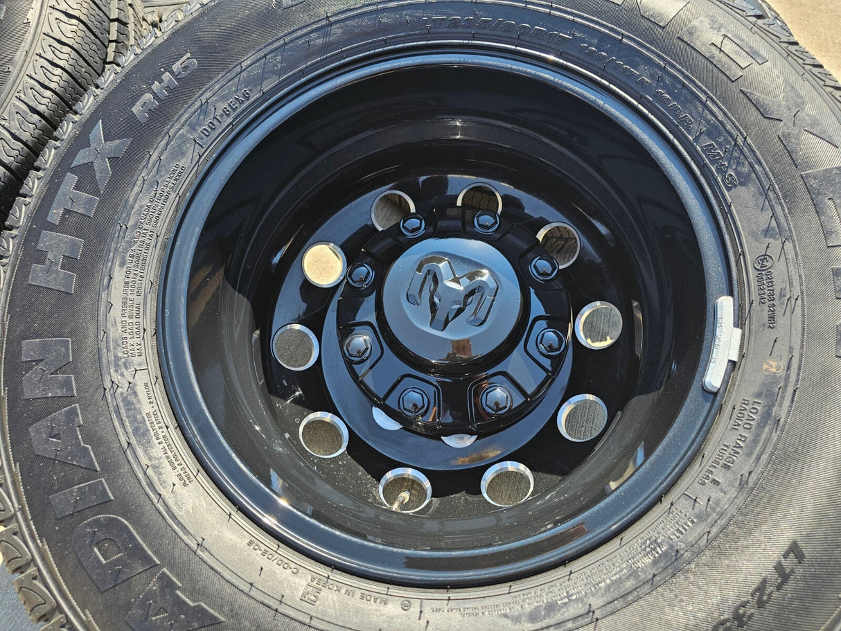 17" Dodge Ram 3500 Dually Laramie wheels rims 2706 2707 OEM black 2025 2026 NEW Texas Truck Tire