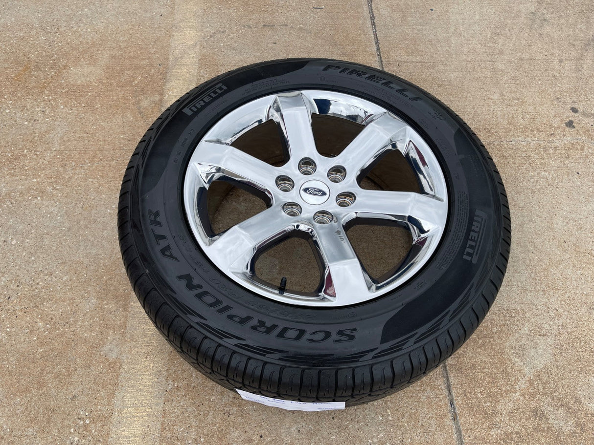 20" Ford F-150 OEM rim wheel CHROME 10347 Expedition spare PIRELLI A/T NICE Texas Truck Tire