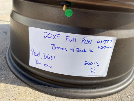 20x9 Fuel Rebel D681 Chevy Silverado RAM Tacoma wheel rim 6x139 6x5.5 Texas Truck Tire