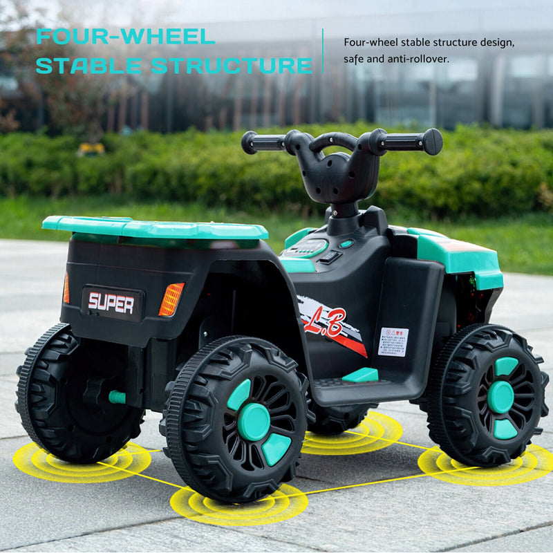 Electric ATV Ride-On Car with MP3 Player and LED Lights - 6V Battery Powered, 4-Wheeled Beach Cruiser