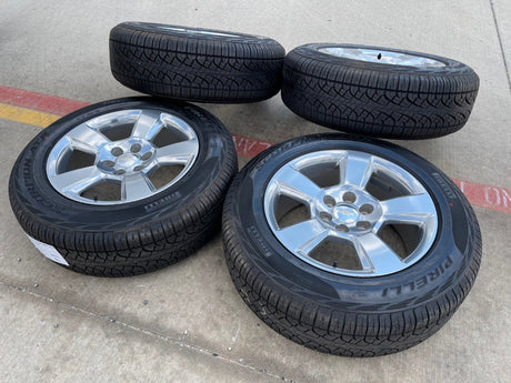 20" Chevy Silverado Tahoe Suburban OEM 5652 wheels rims tires PIRELLI A/T Texas Truck Tire