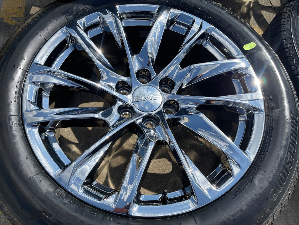 22" GMC Yukon Sierra Escalade OEM 95027 4875 wheels rims CHROME 2025 2026 NEW Texas Truck Tire