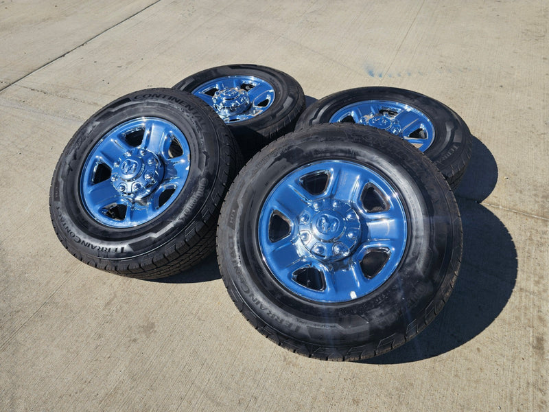 18" Dodge Ram 2500 3500 STEEL chrome OEM 2473 wheels rims CONTINENTAL Texas Truck Tire