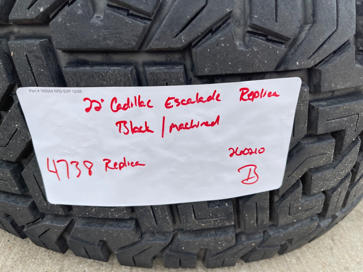 22" Cadillac Escalade Platinum OEM 4738 wheels rims tires 35" Texas Truck Tire