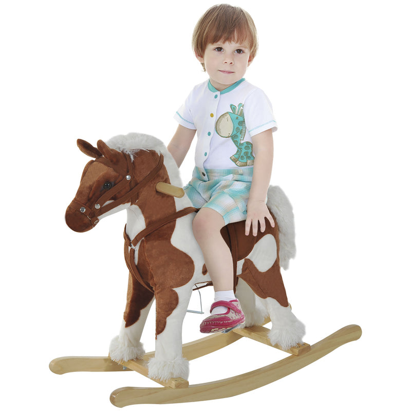 Deluxe Wooden Toddler Rocking Horse Chair with Nursery Rhyme Design