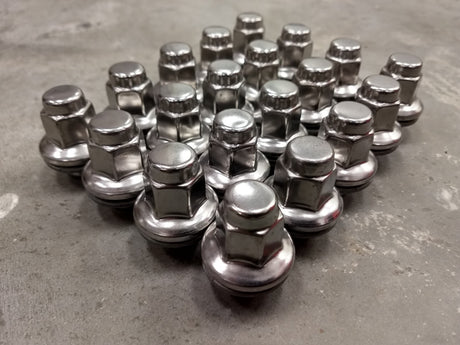 20) 14x1.5 OEM Toyota Tundra lug nuts washer polished LX570 Sequoia Land Cruiser Texas Truck Tire