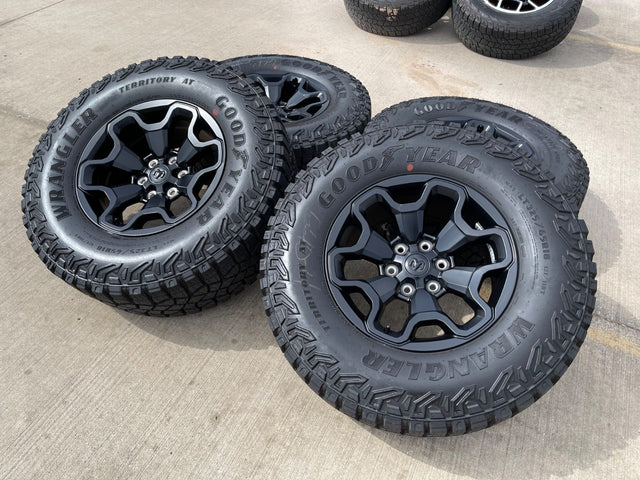 18" Dodge Ram 1500 TRX RHO Black OEM 66002 wheels rims TERRITORY A/T 35" NEW Texas Truck Tire