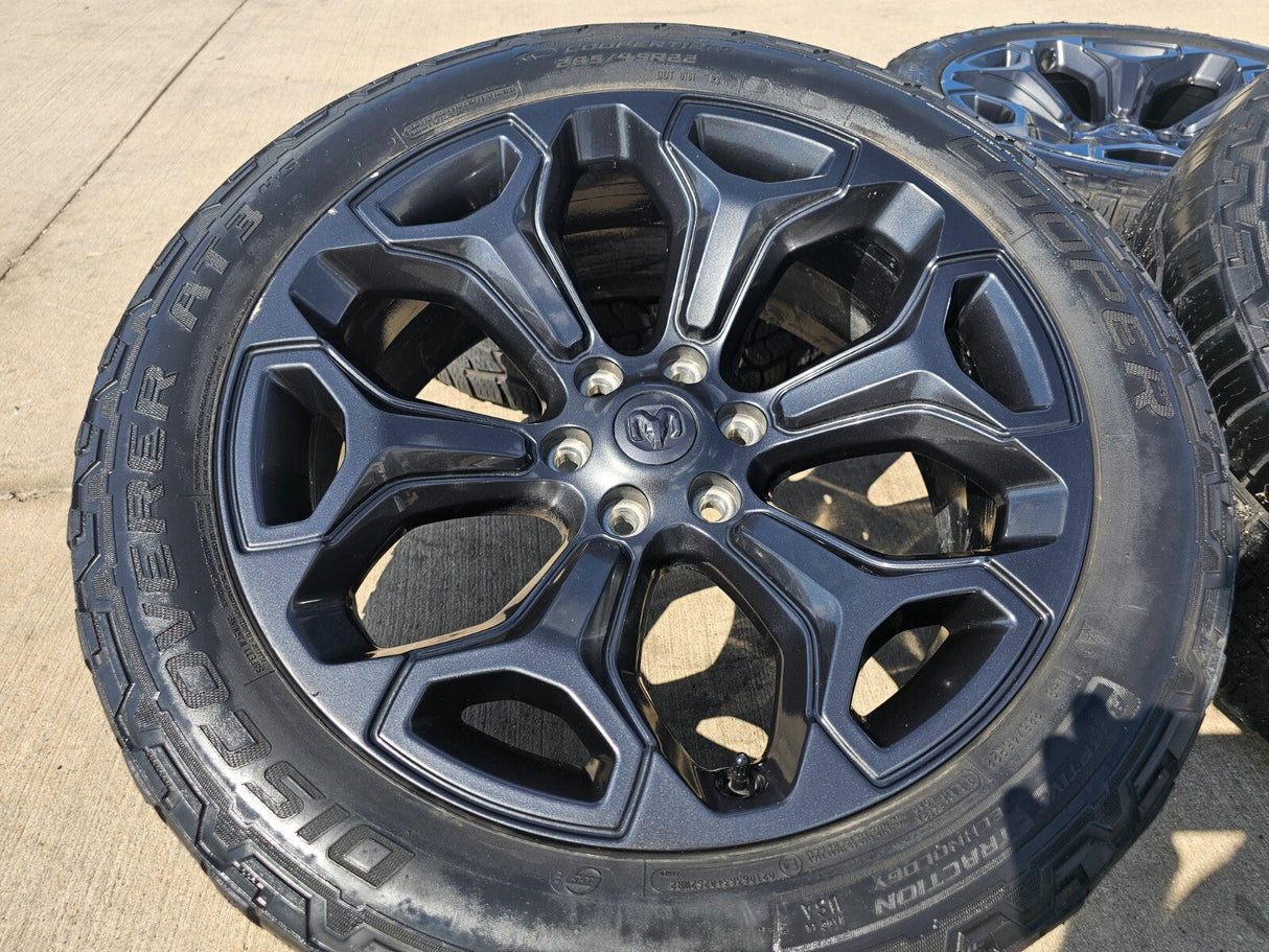 22" Dodge Ram 1500 OEM Laramie wheels LIMITED Gray 2685 2727 tires Texas Truck Tire