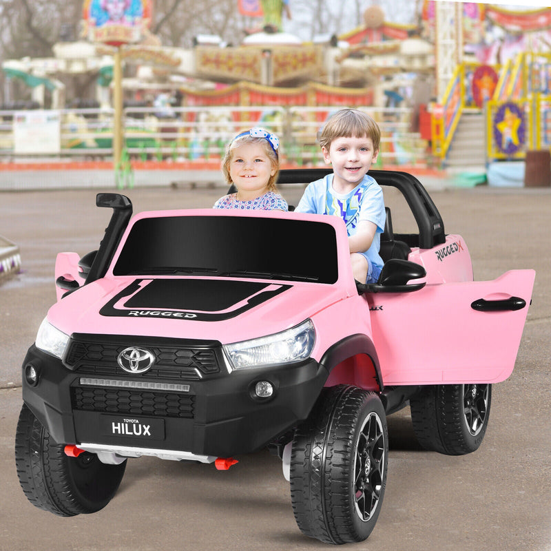 2-Seater Licensed Toyota Hilux Ride On Truck Car with Remote Control - Pink