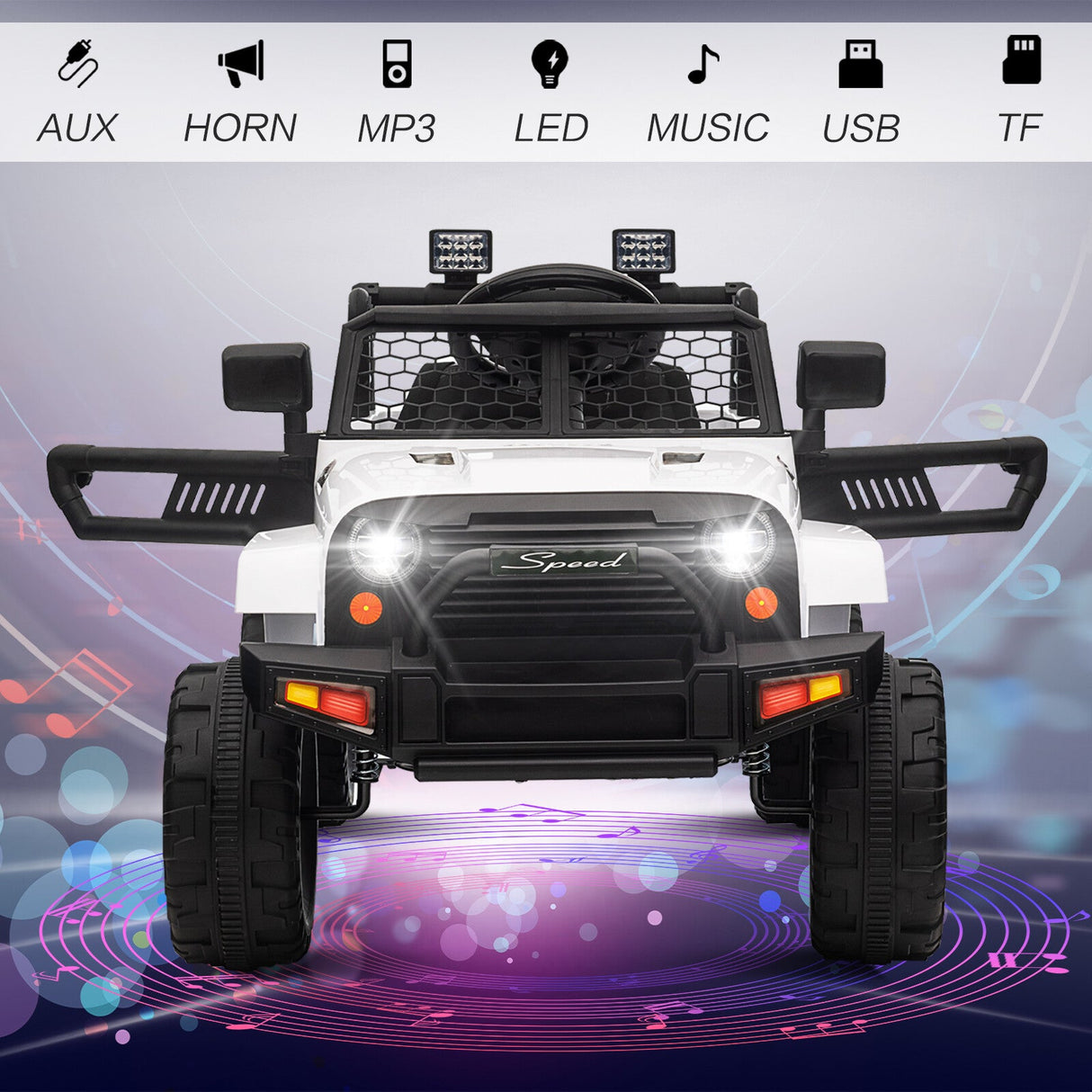 12V Kids Ride-On Truck with Remote Control, Power Wheels, and LED Lights