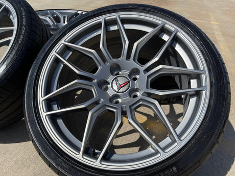 20" + 21" Chevy Corvette Z06 C8 OEM wheels rims 95580 95581 tires 2023 2024 2025 Texas Truck Tire